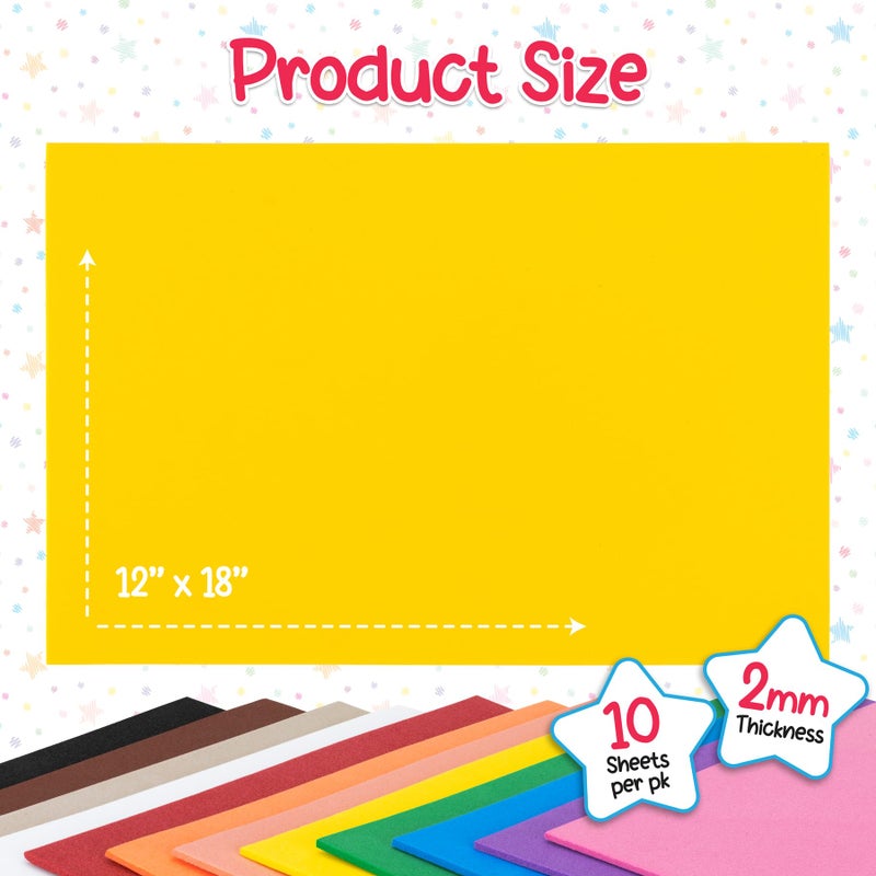 Hygloss Sheets Colorful Foam for DIY Arts & Craft, 12â€ x 18â€, Yellow, 10 Piece - Image 3